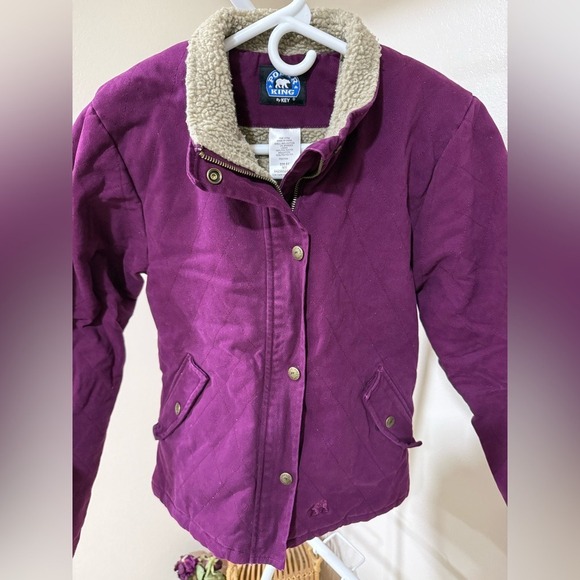 polar king Jackets & Blazers - Farmer Rancher Polar Key Sherpa Lined Work Jacket Women's M Berry Maroon Quilted